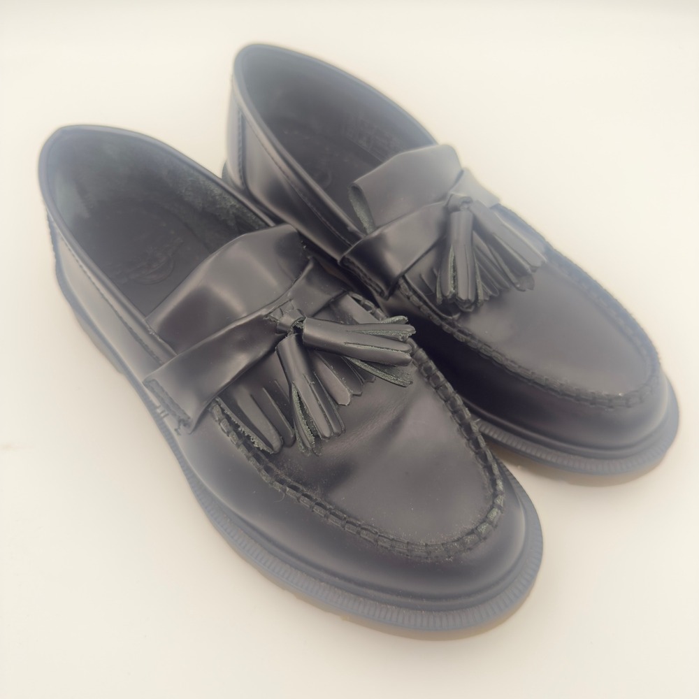 Dr. Martens Adrian Tassel Loafers Black Smooth Leather Mens Size 7